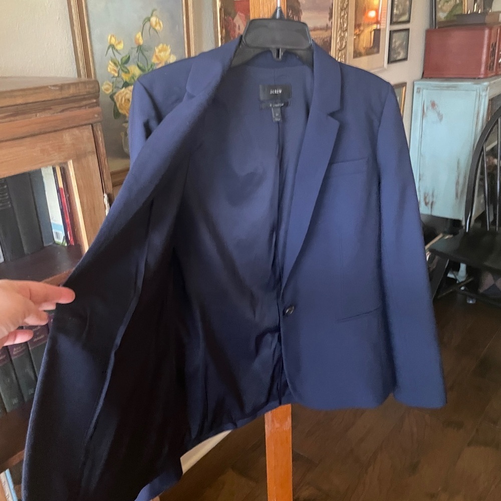 J. Crew Bi Stretch Tollegno 1900 women’s tall wool blazer jacket 12T navy blue - Picture 8 of 11